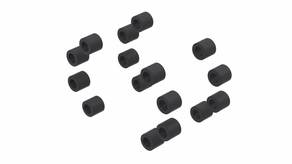 Split Drop-Out Spacer B with Inverted Hubs - BUSHINGS Rubber Coated
